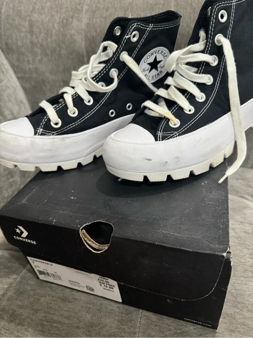 Converse Platform High-Top Sneakers in Black and White